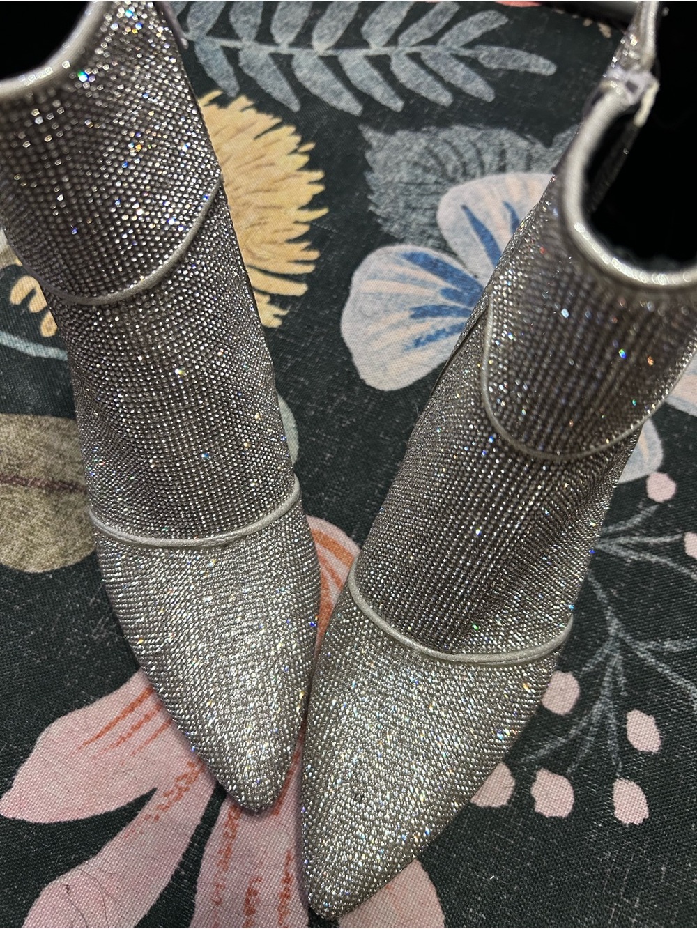 a new day Silver Crystal-Embellished Pointed Ankle Boots